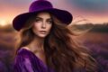 Femeie cu pălărie mov