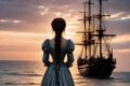 Femeie care privește o corabie